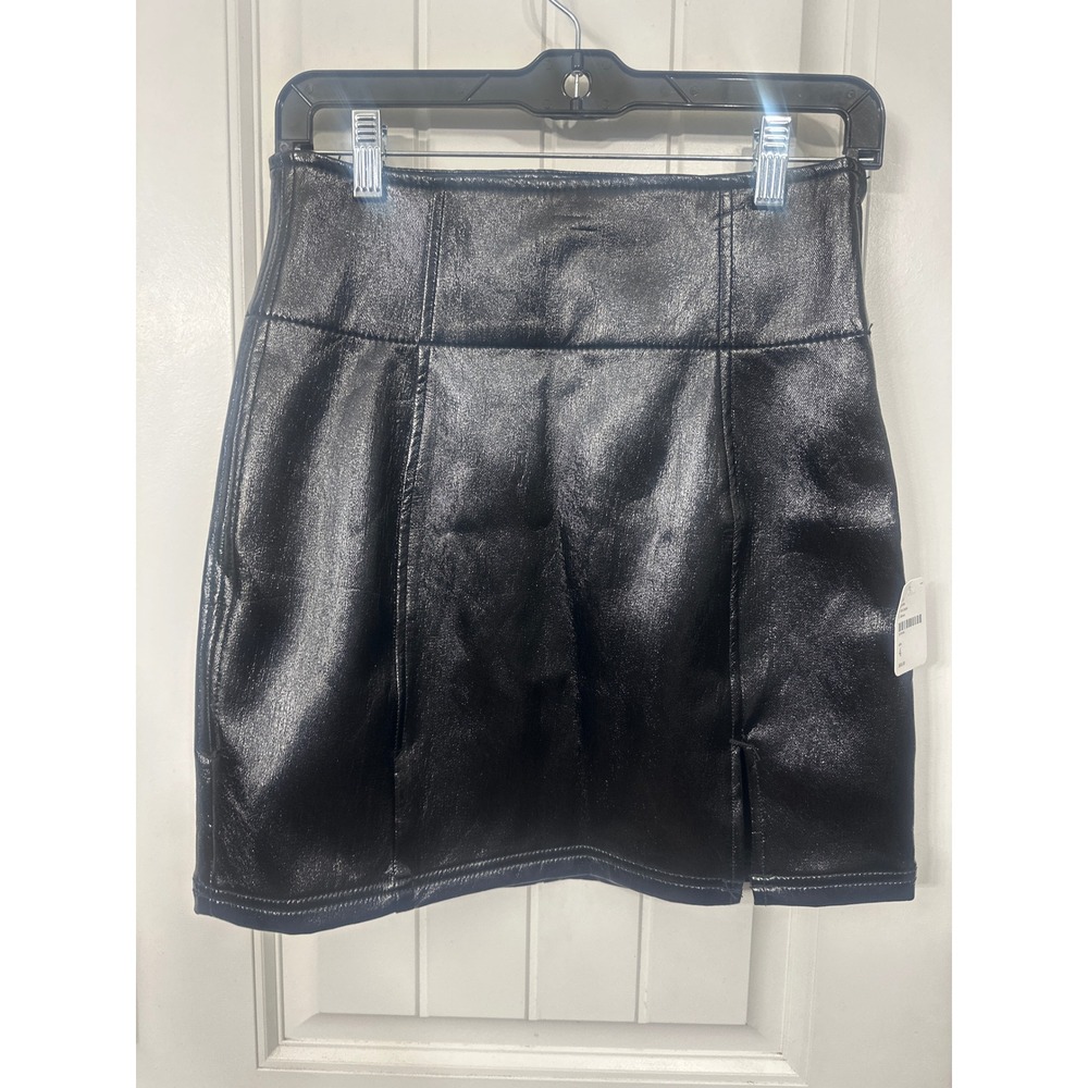 Free People Modern Femme Coated Mini Skirt Black Pleather OB1230200 Womens 4